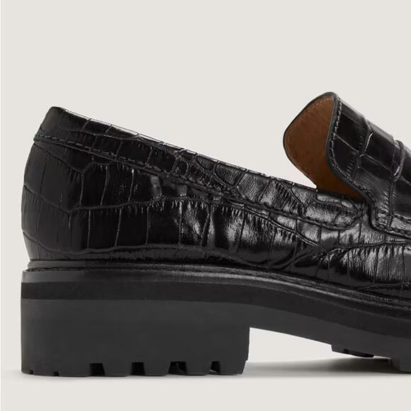 EVERLANE The Lug Loater Black Crocodile Leather Slip On Moc Toe Size 9.5 NEW - Picture 6 of 9